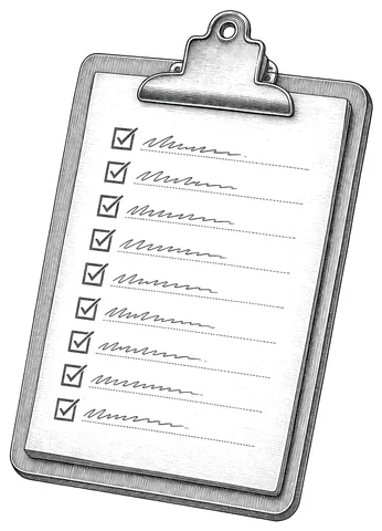 A clipboard with a checklist of voter names